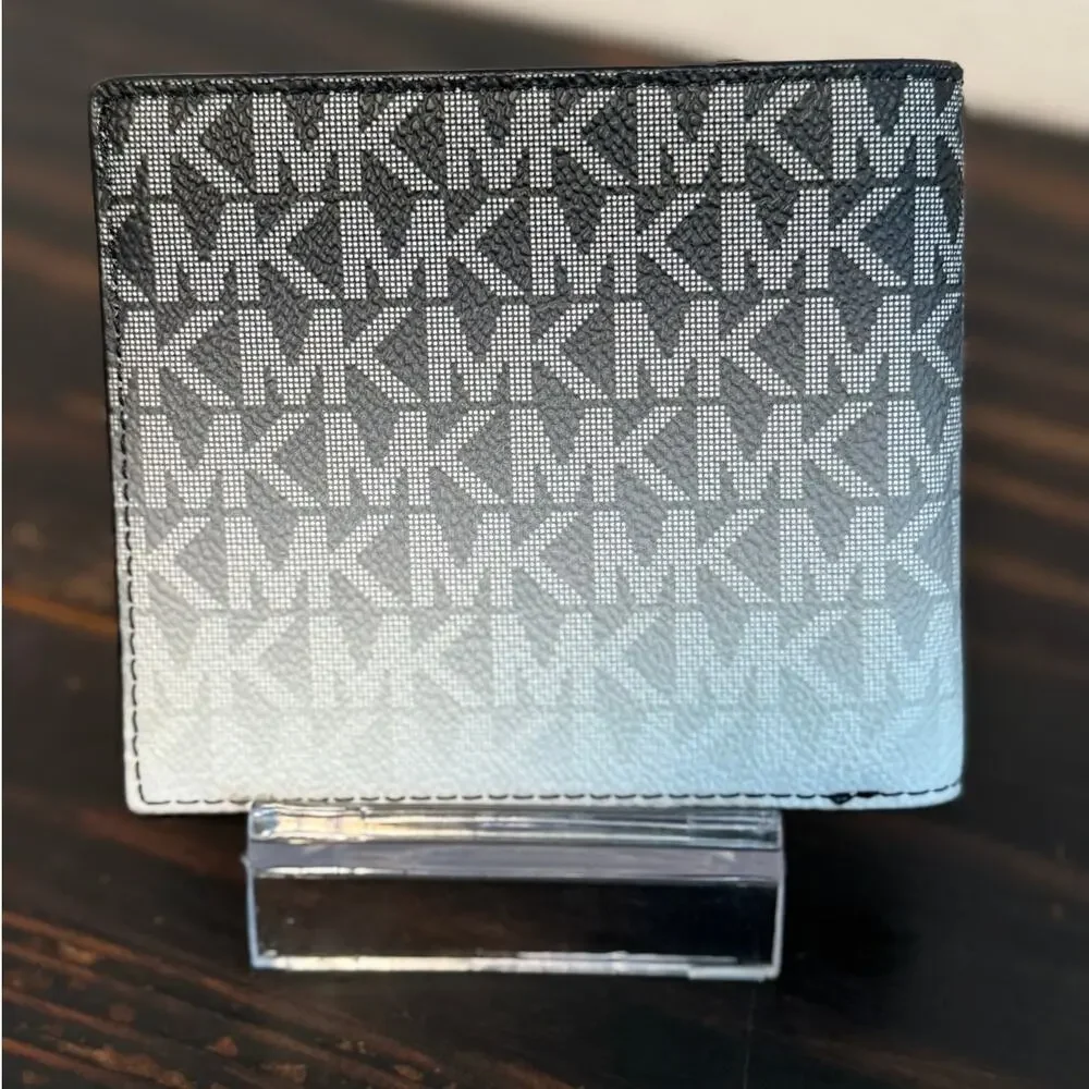 Michael Kors Cooper Black to White Ombre Logo Bi-Fold Wallet